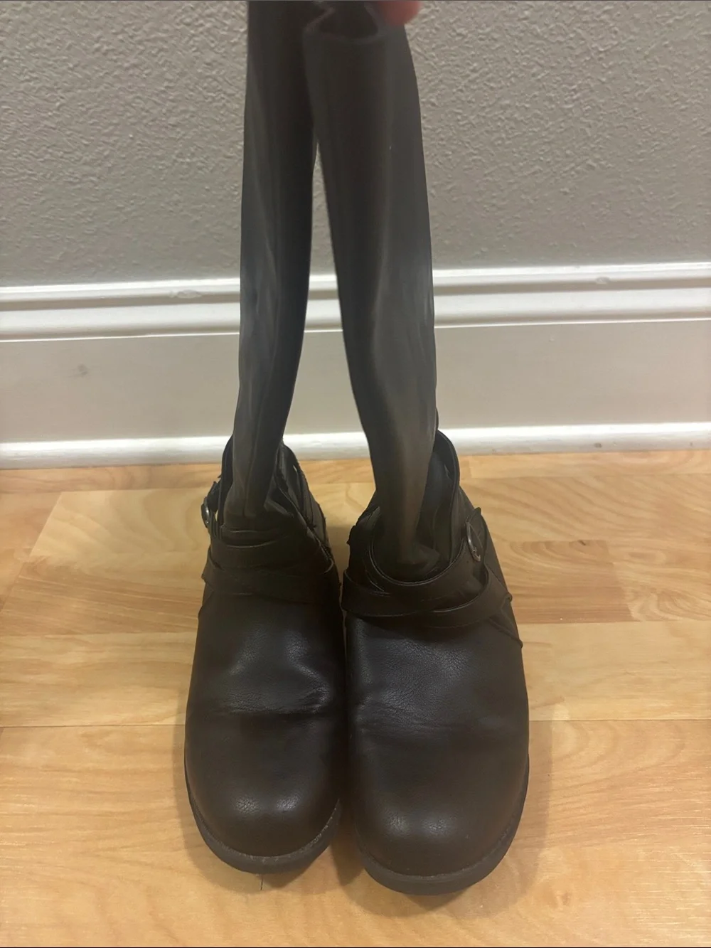 Cat & Jack Black Kids Tall Buckle Boots